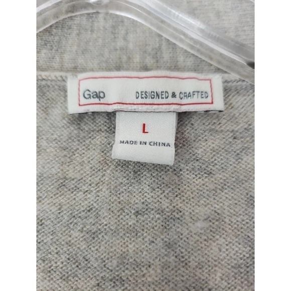 Gap~Woman Size L~Gray Long Delves Button-Up Sweater Cardigan, Pockets Wool Blend - Picture 2 of 14